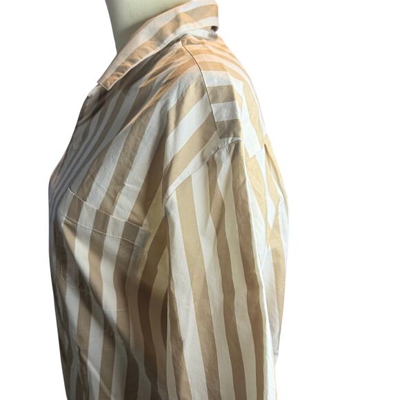 Brixton Bunker Relaxed Fit Men's Button up Shirt, Tan White, Men's Medium, NWT - Picture 4 of 6